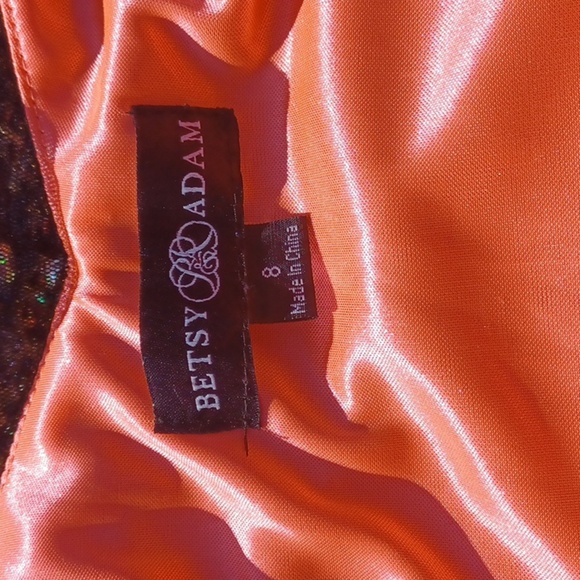 Betsy & Adam Beaded Evening Gown – Size 8, Dark Navy W/ Orange Lining, Side Zip - Picture 8 of 10